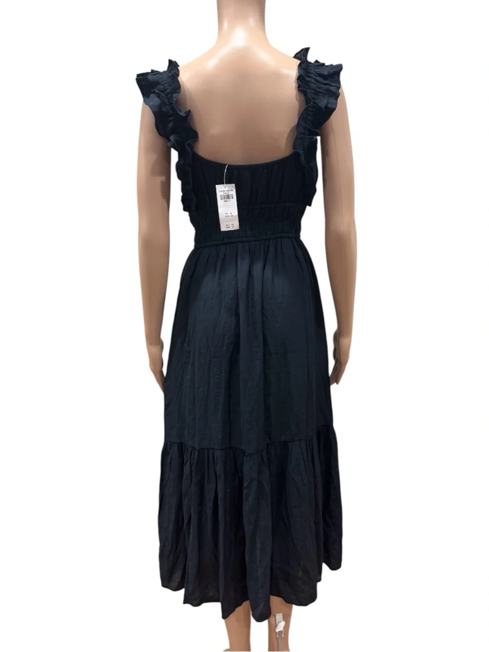 Abercrombie & Fitch Black Ruffled Strap Maxi Dress